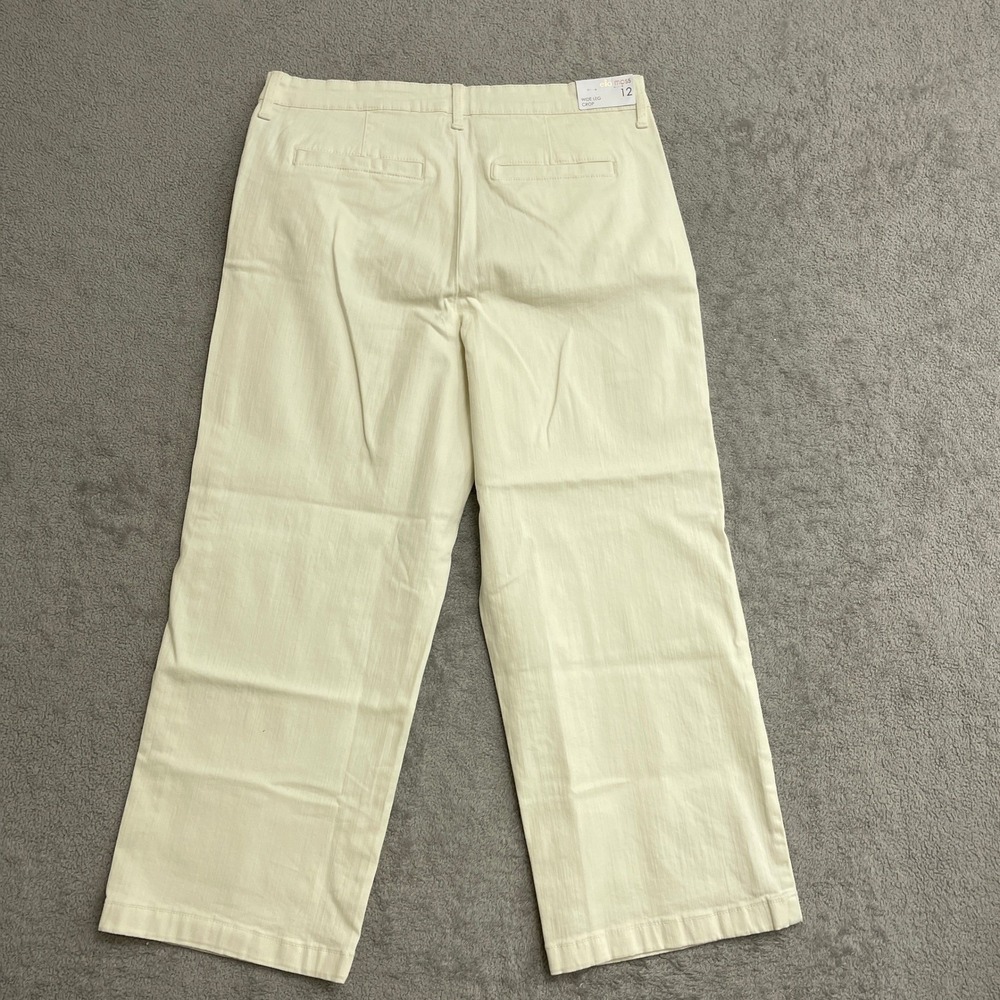 NEW Ella Moss Women's Size 12 Wide Leg Crop Pants Cream Cotton Blend - Picture 4 of 12